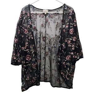 Como Vintage Floral Embroidered Sheer Carigan Size 1X